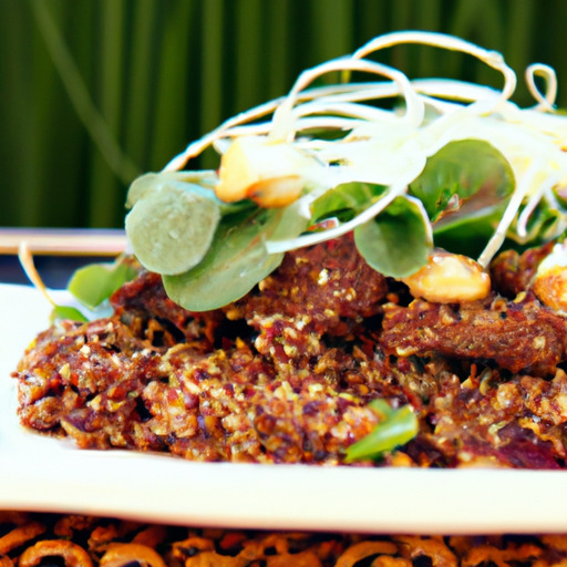 Almond-Encrusted Lamb with Quinoa and Lentil Stir-fry