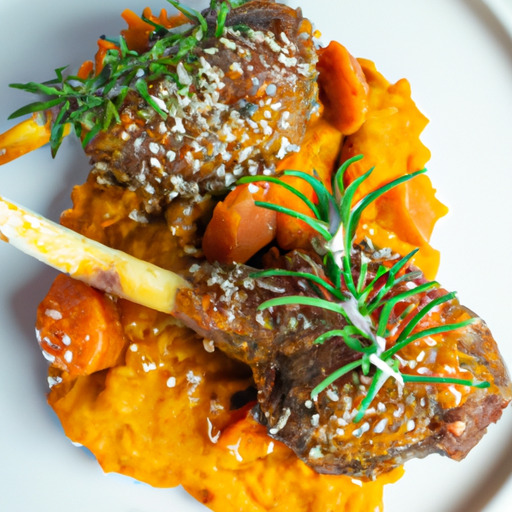 Sesame Crusted Lamb Lollipops with Sweet Potato Mash