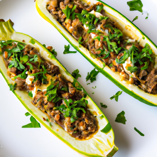 Lamb and Herb Stuffed Zucchini Boats